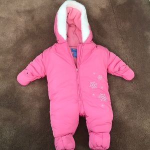 Girls size 0-3 months pink snow suit